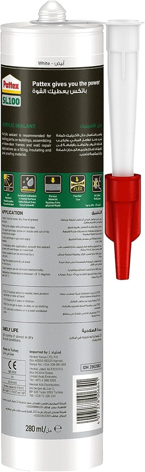 Pattex Sl100, Acrylic Emulsion-Based Sealant,280Ml
