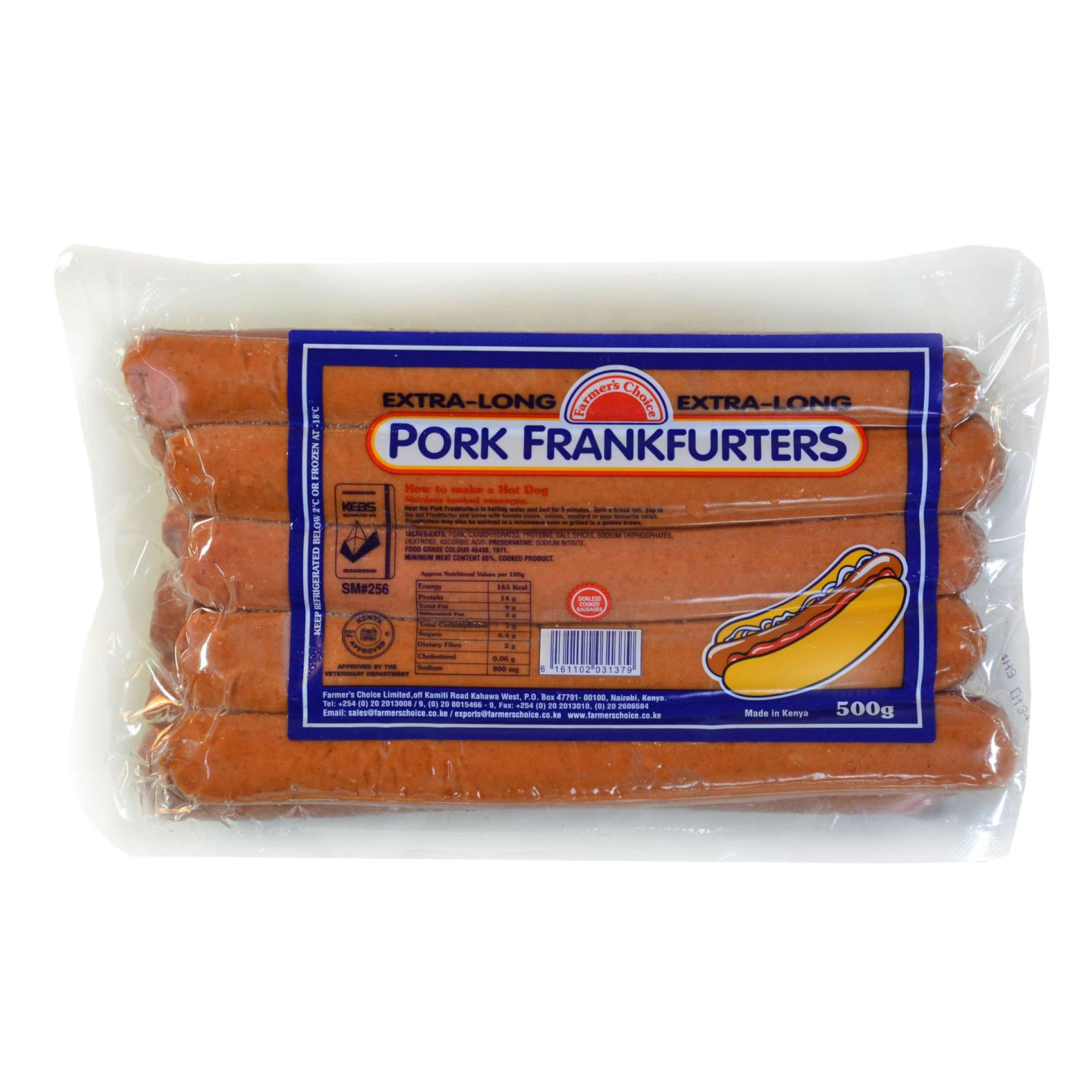 Farmers Choice Extra Long Pork Frankfurters 500g