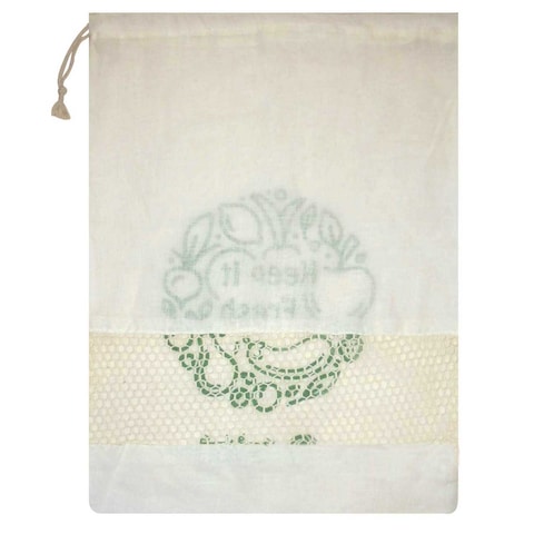 Fruit And Vegetable With Cotton Mesh Reusable Bag White And Green 30x39cm