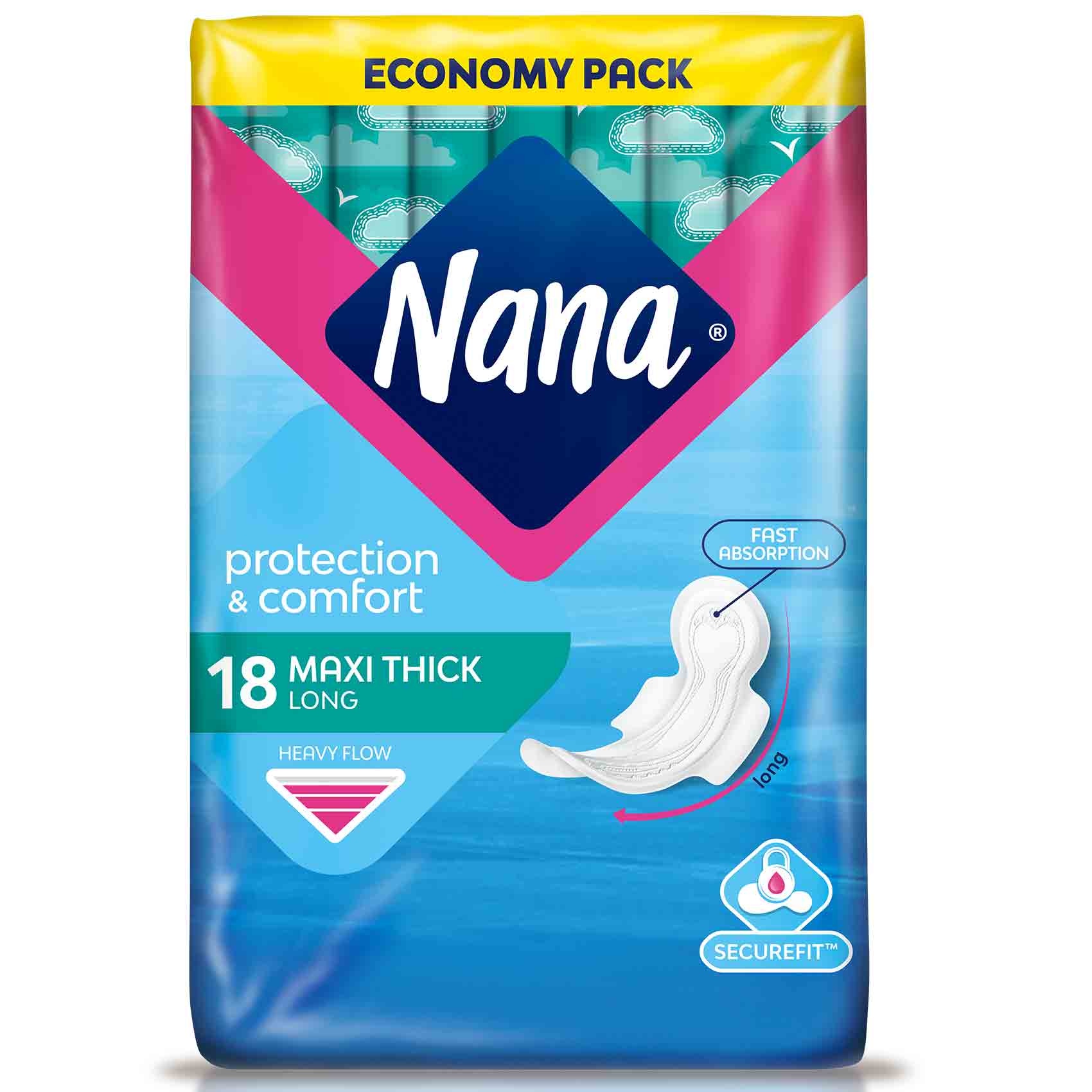 Nana Women Pads Economy Pack Maxi Thick Long 18 Pads product thumbnail 2
