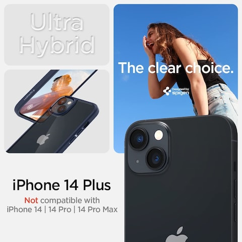 Spigen Ultra Hybrid designed for iPhone 14 Plus case cover - Navy Blue