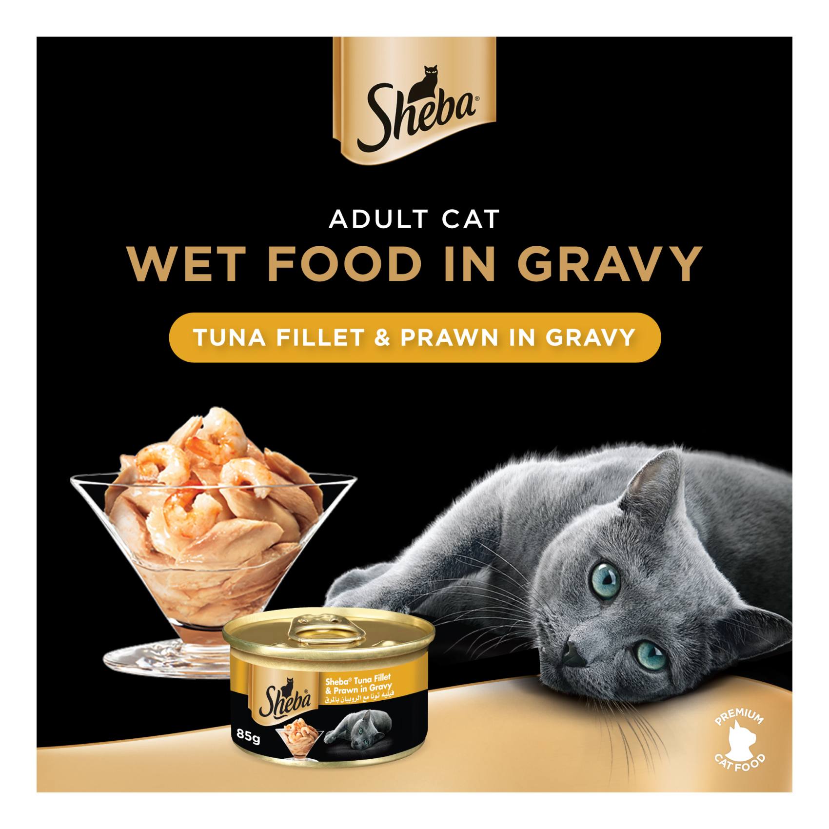 Sheba Cat Food Tuna Filets &amp; Prawn, 85g Can