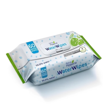 Extra Hygiene Water Wipes with Kiwi Scent - 60 Wipes