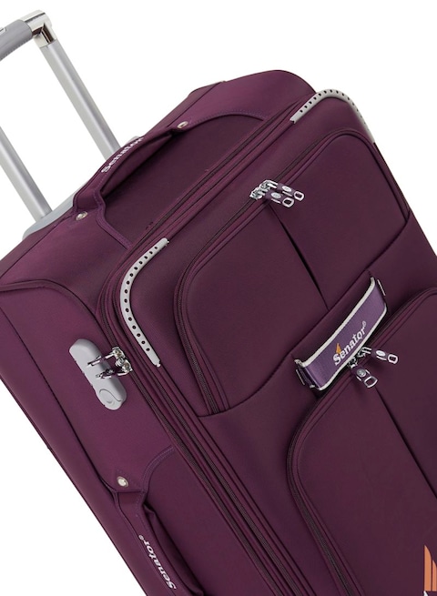 Senator Soft Shell Cabin Luggage Trolley For Unisex Ultra Lightweight Expandable Suitcase With 4 Wheels LL003 Purple