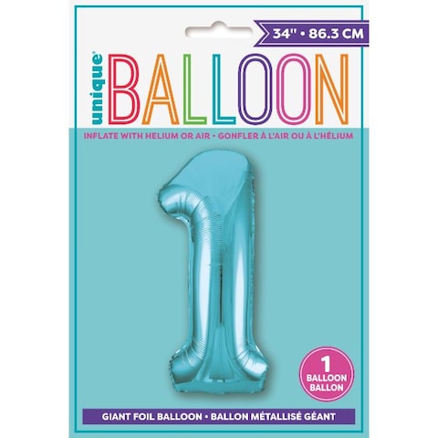 34&quot; Giant POWDER Blue Number 1 FOIL Balloon