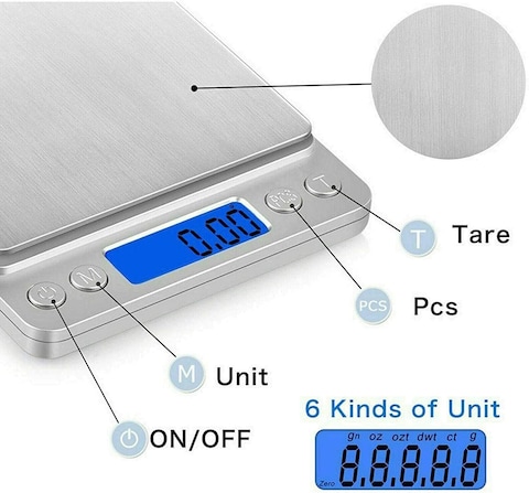 Kitchen Scales Digital, Stainless Steel Panel 0.01 G-1000g