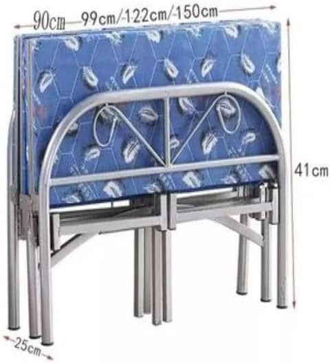 Galaxy Design Heavy Duty Metal Build Folding Bed Silver &amp; Blue Color - Single Size ( L x W x H ) 190 x 90 x 75 cm Model - GDF-19090FB.