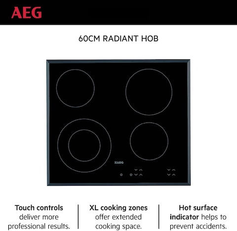 AEG Electric Hob Built-In, 60cm, HK624010FB, Made In Romania (1 Year Warranty)