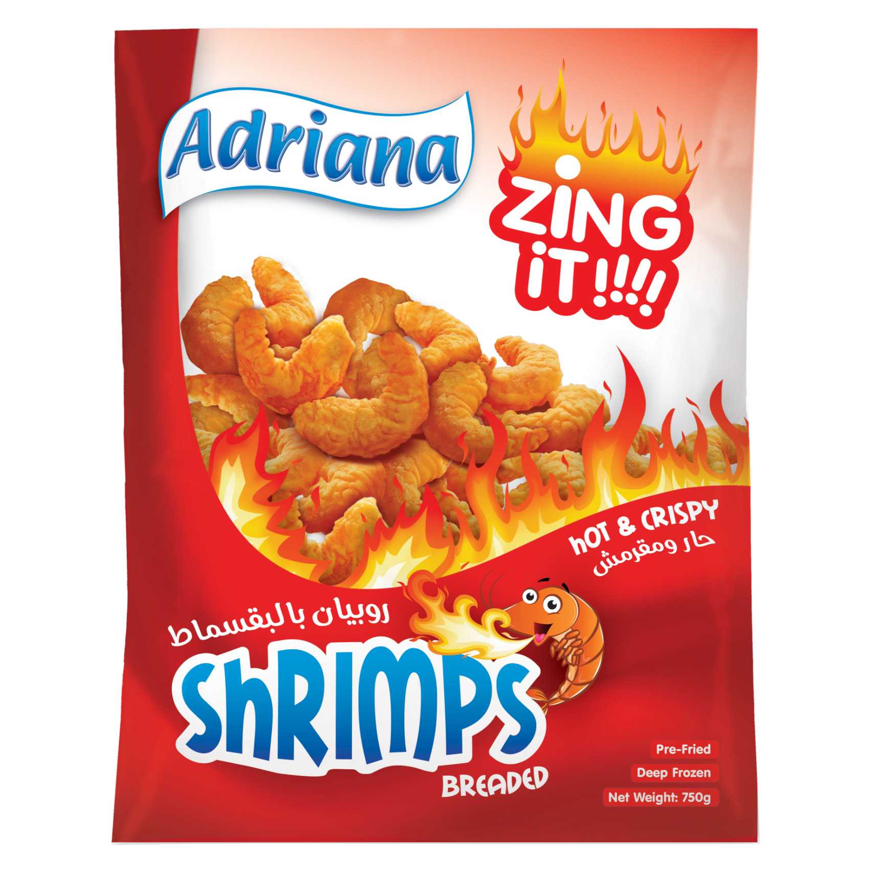 Adriana Zing It Hot And Crispy Breaded Shrimps 750g