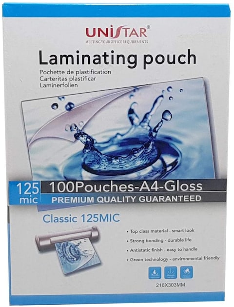Generic Unistar Laminating Pouch A4 125Mic 100Shts/Pkt