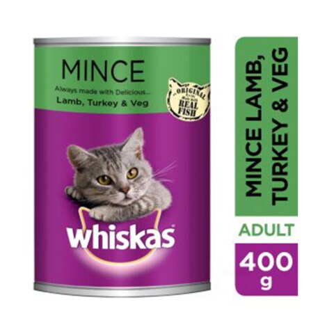 Whiskas Mince Lamb Turkey  and Veg Wet Cat Food Can 400GR
