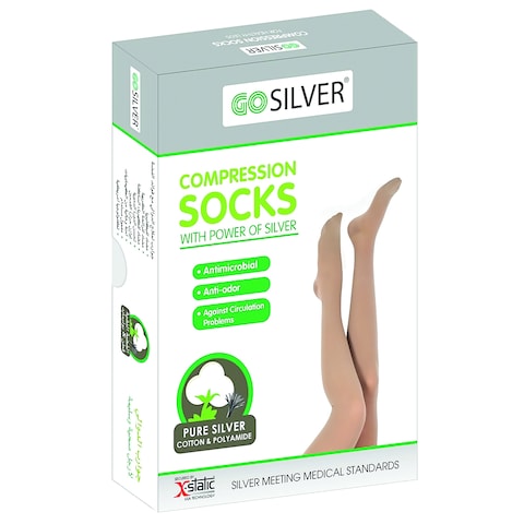 Go Silver Maternity Panty Hose Compression Socks, Class 1 (18-21 Mmhg) Closed Toe Flesh Size 6