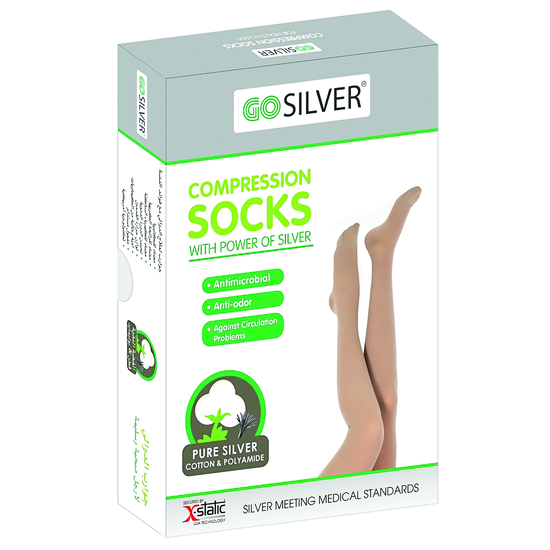 Go Silver Maternity Panty Hose Compression Socks, Class 1 (18-21 Mmhg) Closed Toe Flesh Size 6