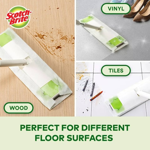 3M Scotch-Brite Easy Sweeper Wet Disposable Cleaning Cloth Refill (28 x 21 cm, Pack of 8)