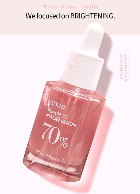 Anua Peach 70% Niacinamide Serum Brightening Hydrating Face Serum Hyperpigmentation Treatment Reducing Melanine Daily Clean Beauty, 29.87 Milliliters