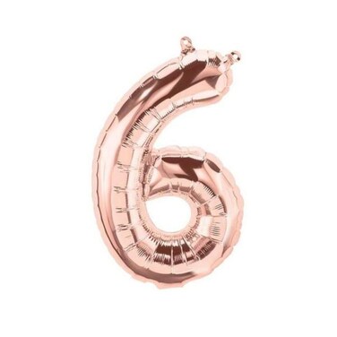 The Party Popper - 40 Inch Rose Gold Color Number Balloons (Number 6)