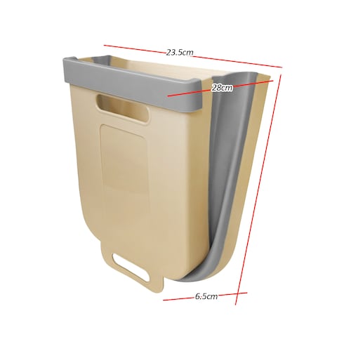 Aiwanto Trash Can Dust Bin Folding Trash Can for Kitchen Garbage Box Cabinet Door Small Garbage Can Plastic Bag Holder Hanging Waste Basket (Brown)