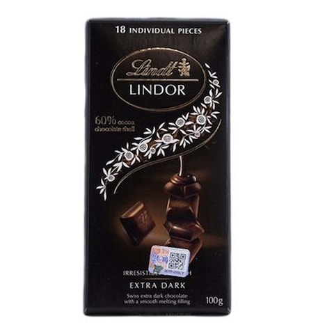 Lindt Lindor Swiss 60% Cocoa Extra Dark Chocolate 100g