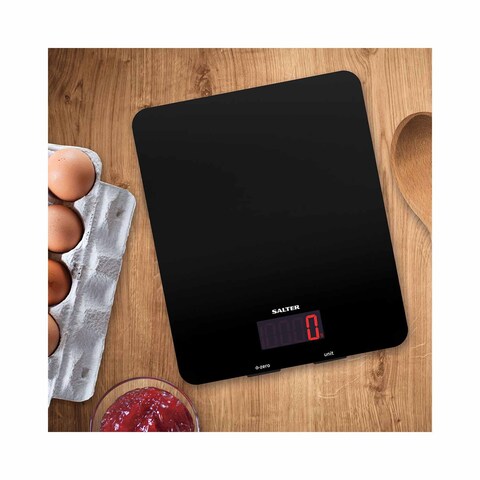 Salter Glass Digital Kitchen Scale - 10 Kg - Black