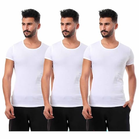 تيشيرت داخلي قطونيل نص كم - 3 قطع - مقاس 3 - أبيض