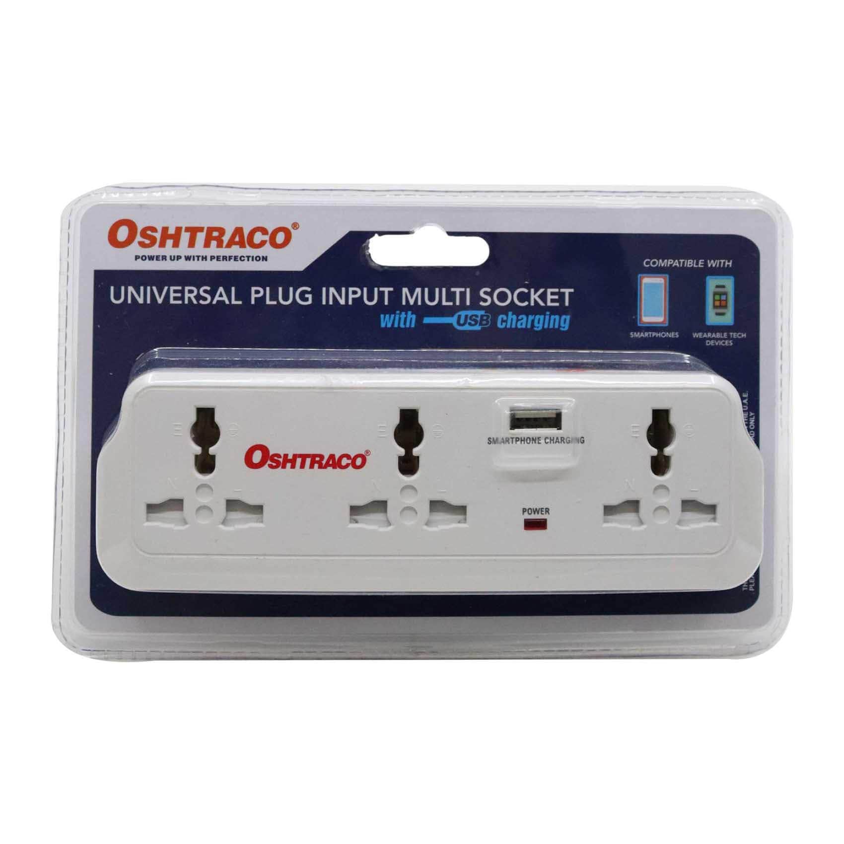 Buy Oshtraco Universal Plug Input Multi Socket White Online | Carrefour UAE
