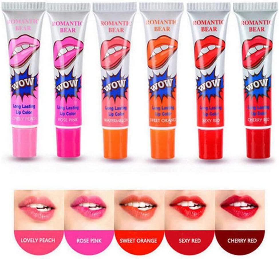 Romantic bear 6-Piece Peel-Off Lip Gloss Mask Tint Pack - (Multicolour)