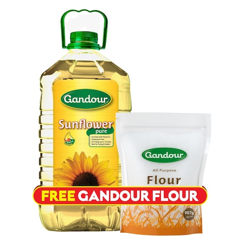 Buy Gandour Sunflower Oil 4.75L + Flour 907GR Free Online | Carrefour ...