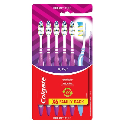 Colgate Zig Zag Medium Toothbrush Multicolour 6 PCS