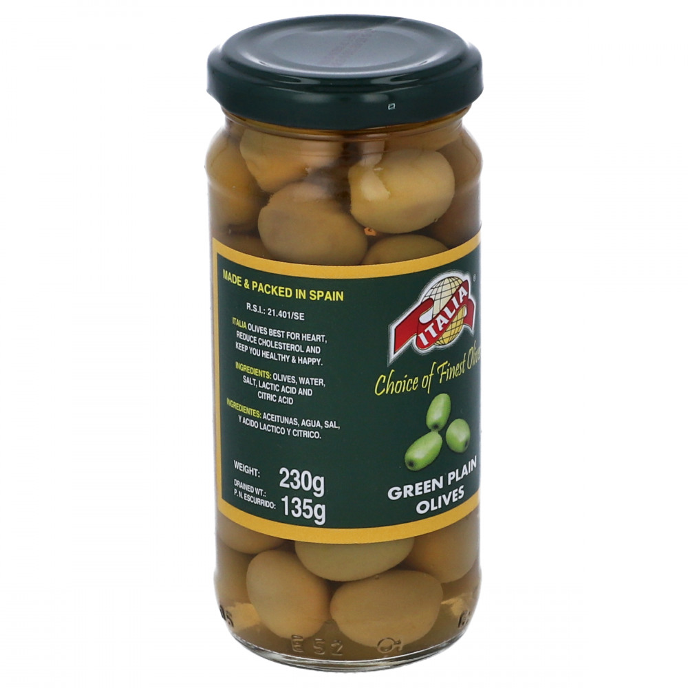 Italia Green Plain Olives 230/135 gr