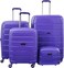 Rower Hard Shell Suitcase Trolley Luggage Set of 4, Lightweight, Expandable, Anti-theft Zip, Spinner Wheels &amp; TSA Combination Lock, Trolley Bags with 1 Cosmetic Bag (20/24/28/14 Inches) (Purple Blue)
