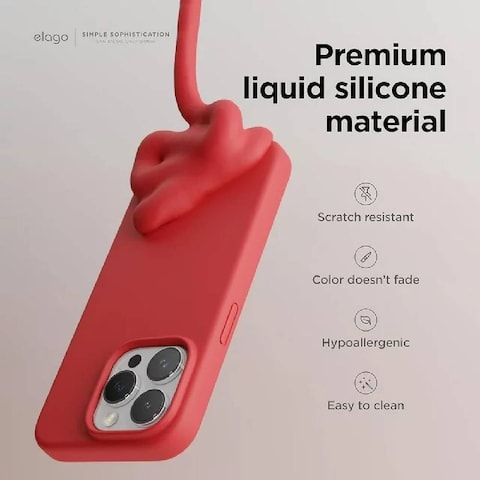 HYX Compatible with iPhone 15 Pro Max Case, Liquid Silicone Case, Full Body Protective Cover, Shockproof, Slim Phone Case, Anti-Scratch Soft Microfiber Lining, 6.7 inch (Red)