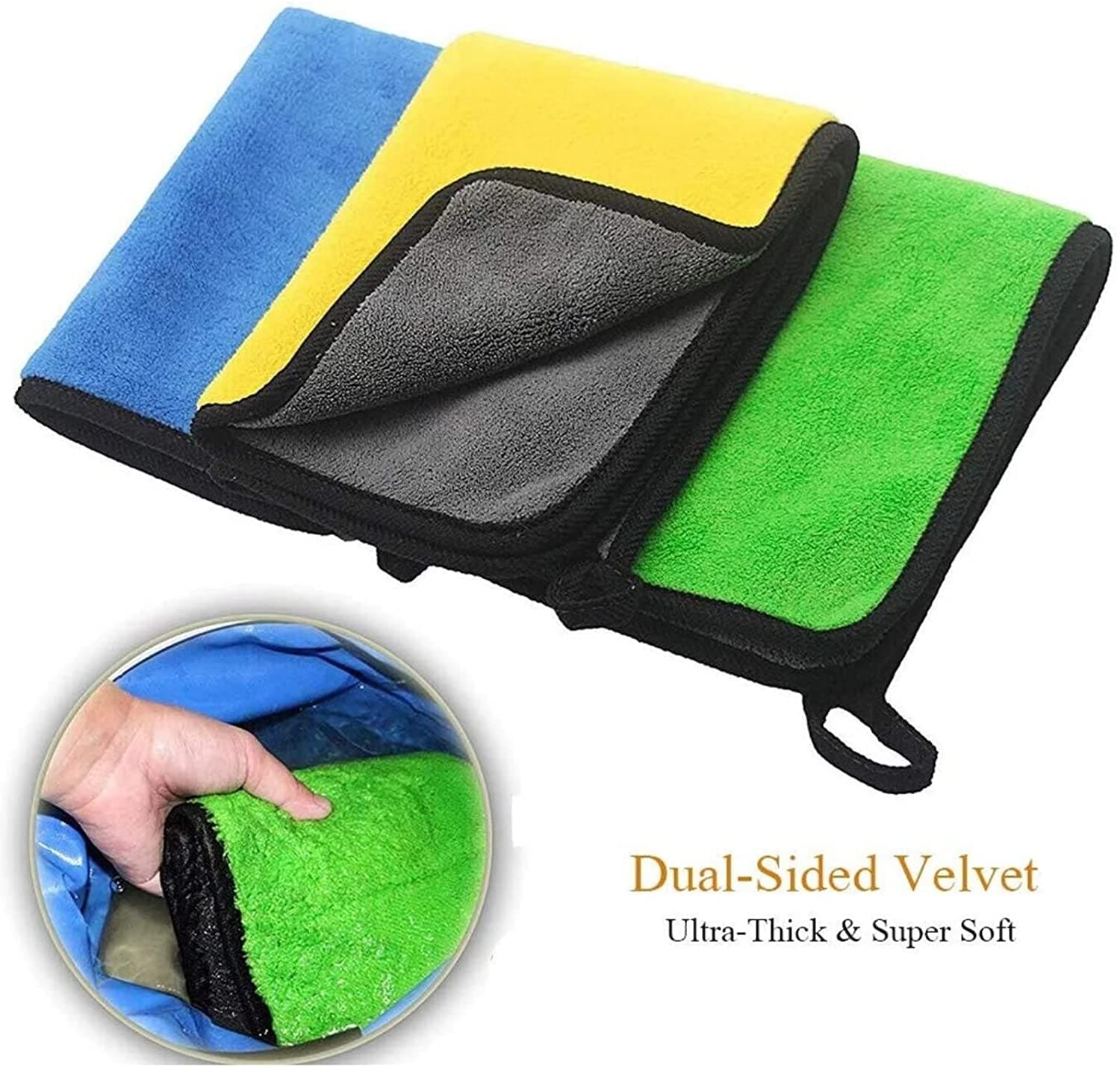 Thumbnail image for Sky-Touch 3Pcs Microfiber Drying Towel For Car Cleaning And Detailing, Double Sided, Extra Thick Plush Microfiber Towel Lint Super Absorbent Detailing Towel