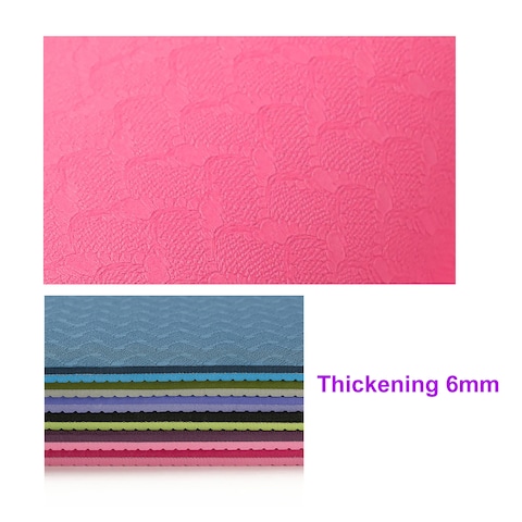 Generic-6mm TPE Thick Exercise Yoga Mat Non-slip Yoga Mat for All Types of Workout Exercise and Fitness Dark Purple 183 * 60 * 0.6