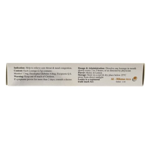 LOZATY THROAT LOZENGES HONEY 0.10G