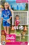 Barbie Soccer Coach Playset with Blonde Soccer Coach Doll, Student Doll and Accessories: Soccer Ball, Clipboard, Goal Net, Cones, Bench and More for Ages 3 and Up