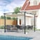 Yulan Outdoor Retractable Pergola Canopy Patio Gazebo Sun Shelter With Iron Frame For Outdoors, Cream White, 2.7X2.7X2.3, Du469-10373