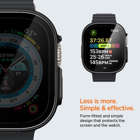 Spigen Thin Fit 360 designed for Apple Watch Ultra case with Tempered Glass Screen Protector for Apple Watch ULTRA (49mm) - Black