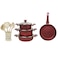 In House 13 Pieces Turkish Granite Cookware Set With Steel Lid - Red