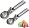 SHOWAY Solid Stainless Steel Ice Cream Scoop, 2 Packs of Stainless steel Ice Cream Spoon with Easy Trigger, Dipper for Fruits, Water Melon Scoop, LC-IC-004