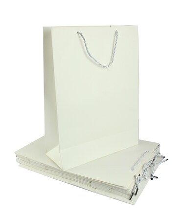 Premium Quality Paper Shopping Bag, 12 Pieces Set with robe Handles-Best for Shopping, Gift, Birthday, Party, Wedding Any Purpose (Size H41 X W31 X D12cm) Color White