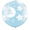Qualatex Baby Moon & Stars Pearl Light Blue Balloons 2-Pieces- 30-Inch Size