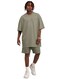 Mei Stylish Men's Casual Breathable Loose Shoulder Oversize Crew Neck T-shirt, S Size, Grey