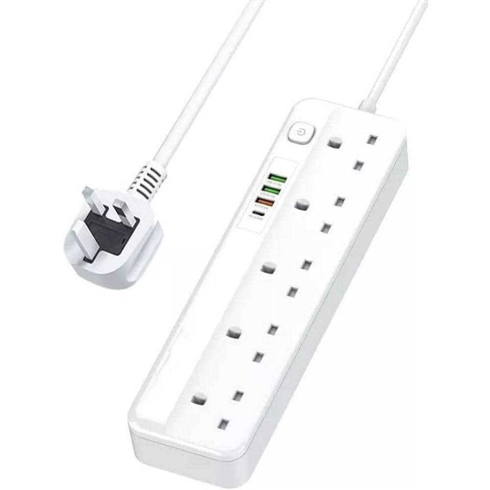 Buy 5 Way Power Extension Cord with USB, 1x 20W USB-C PD, 3x USB-A QC ...