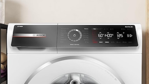 Bosch Series 8 Free-Standing Washing Machine, Front Loader 9 kg 1400 rpm, Programmable, LED-display, EcoSilence Drive, Home Connect - Remote Monitoring and Control, White, WGB244A0GC