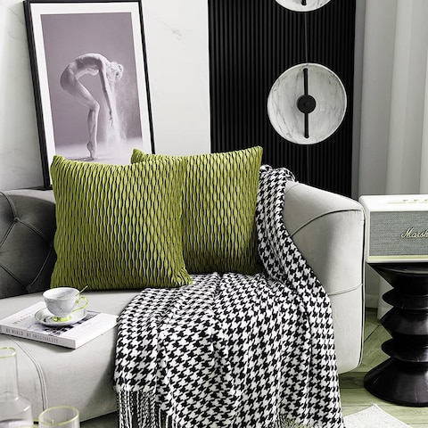 2 PCS Of Velvet Pleated Throw Pillow With Extra Comfort And Modern Luxury Look