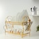 Royalford 2-Layer Goldy Dish Rack, Attached PP Drain Board, RF10150 - Strong, Gold Finish, Iron Construction, Holds 17 Plates, Cutlery Holder, Glass/Cup Holder, Compact Design