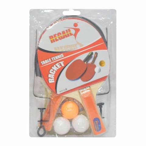 Ping Pong Paddle With 3 Balls And Metal Mesh Holder