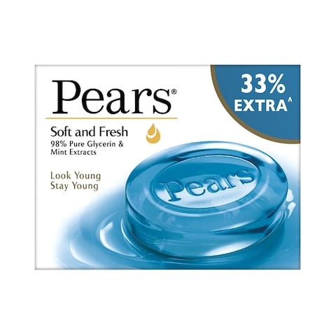 Buy Pears Soft And Fresh Pure Glycerin And Mint Extracts Soap Bar 125g in UAE