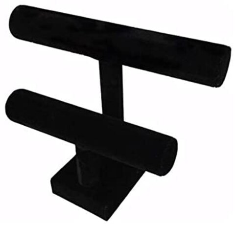 Generic 1Pcs Black Velvet Bracelet Chain Watch Winder T Bar Rack Jewelry Hard Display Stand Holder Jewelry Organizer