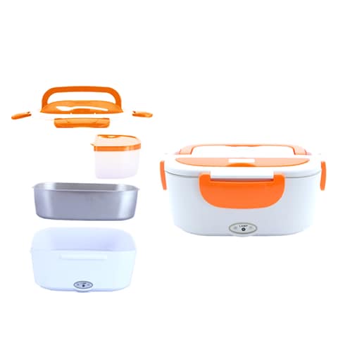 Decdeal - Multifunctional Portable Electric Heating Lunch Box Food Heater Food Warmer with Removable Stainless Steel Container for Home Office(EU-Plug)